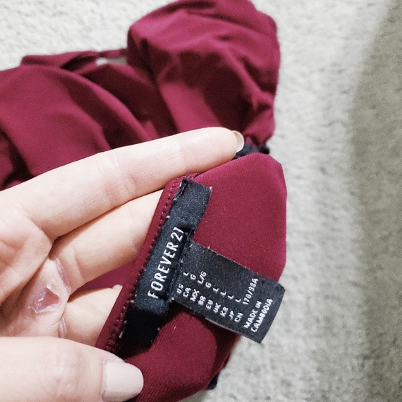 F21 Red One Piece Swimsuit - Picture 2 of 2